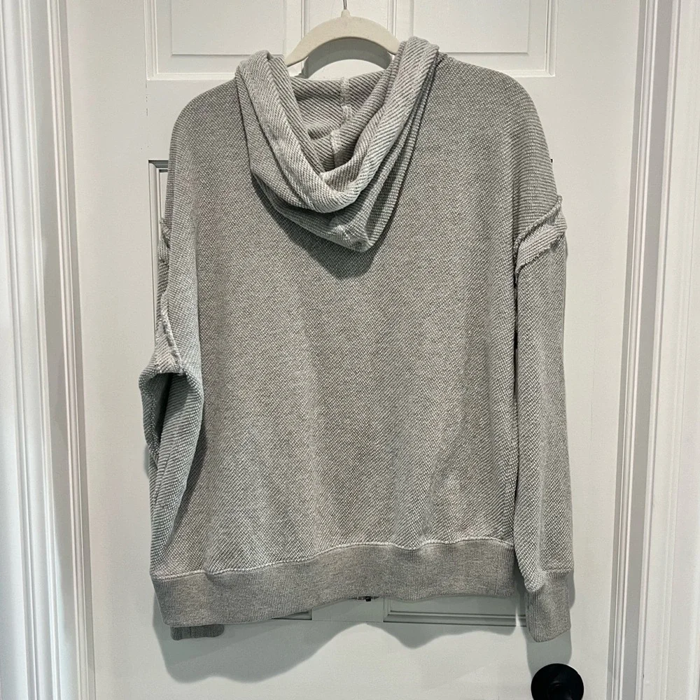 Sundance Annabeth Cross Stitch Floral Embroidery Zip Hoodie Medium Heather Gray - Picture 4 of 6